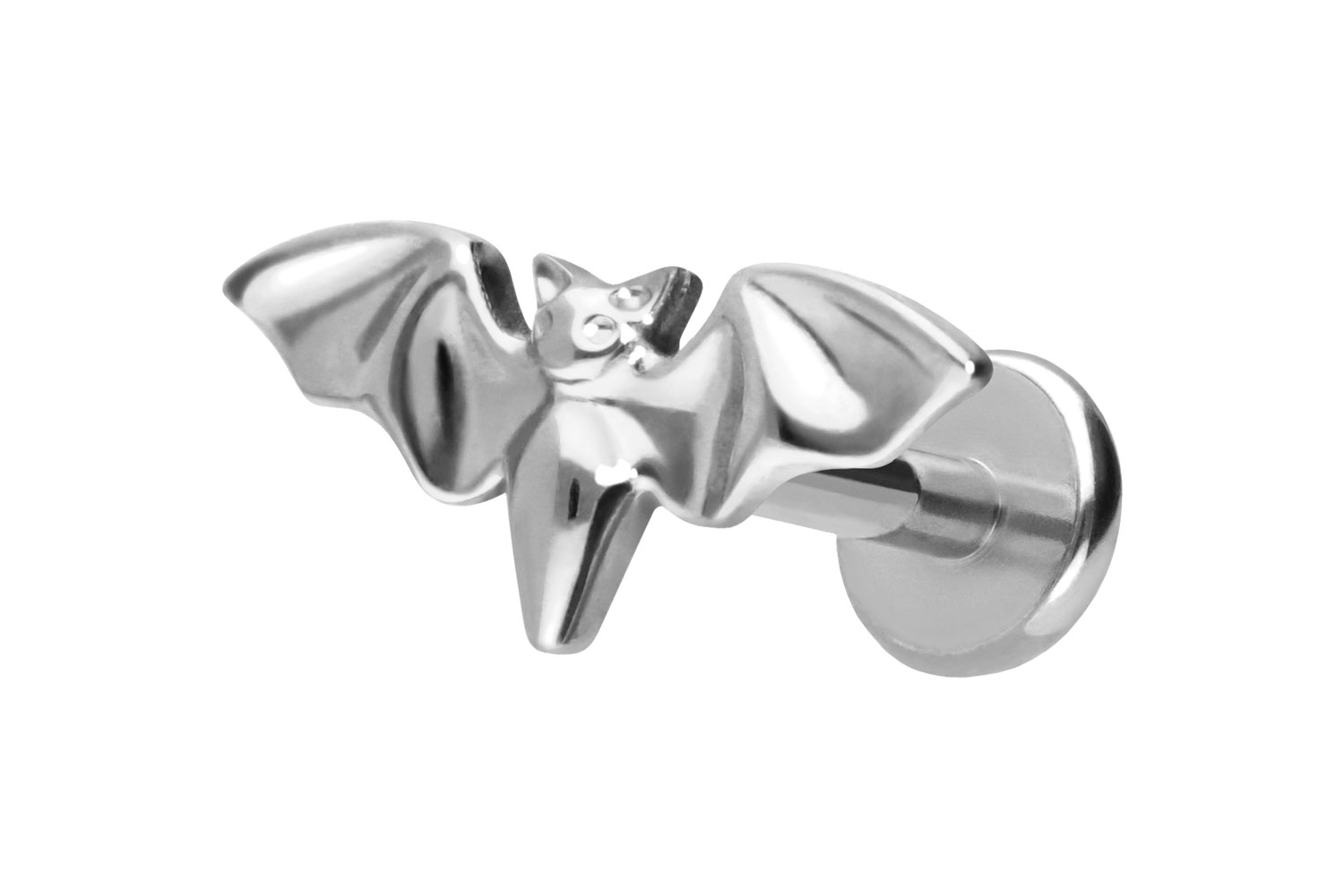 Titan Labret Piercing mit Push Fit FLEDERMAUS